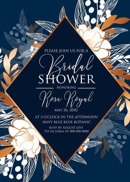 White peony foil gold navy blue background wedding Invitation set, rsvp, bridal shower invitation baby shower invitation, wedding details card, menu, seating chard, table card, engagement party invitation, thank you card, save the date wedding invitation maker