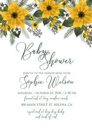Baby shower invitation wedding invitation set sunflower yellow flower 5x7 in