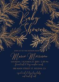 Baby shower wedding invitation cards embossing gold foil herbal greenery navy blue 5x7 in invitation maker