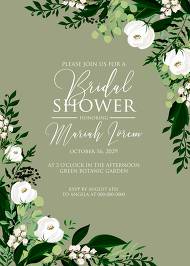 Bridal shower invitation greenery herbal grass white peony watercolor custom online editor 5x7