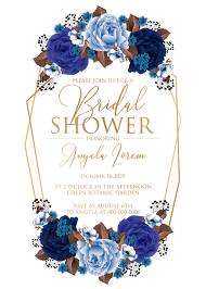 Bridal shower wedding invitation set navy blue peony anemone 5x7 in edit online