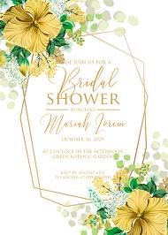 Bridal shower wedding invitation set yellow lemon hibiscus tropical flower hawaii aloha luau 5x7 in invitation maker