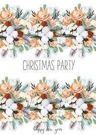 Christmas Party Invitation cotton winter wedding invitation fir peach rose wreath download
