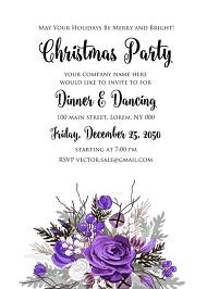 Christmas party invitation wedding card violet rose fir berry winter floral wreath 5x7 in personalized invitation