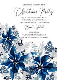 Christmas party wedding invitation set poinsettia navy blue winter flower berry 5x7 in create online