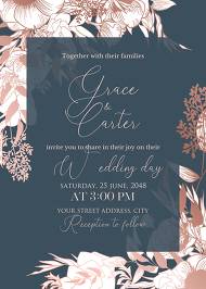 Classic anemone floral wedding invitation set gray pink rose gold 5x7 in create online