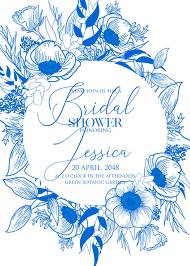 Classic blue anemone floral wedding invitation set bridal shower 5x7 in edit online