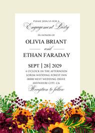 Engagement party sunflower peony marsala burgundy greenery hippophae wedding Invitation set 5x7 in edit template