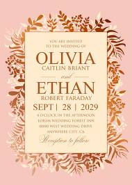 Greenery gold foil pressed wedding invitation set powder pink 5x7 in edit online