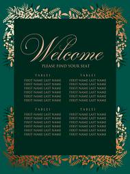 Greenery herbal gold foliage emerald green wedding invitation set seating chart welcome card template 18x24 in maker