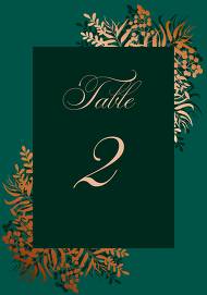 Greenery herbal gold foliage emerald green wedding invitation set table place card template 3.5x5 in edit template