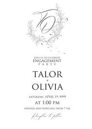 Minimalistic olive eucalyptus leaves brunch line art trend ink wedding engagement invitation set 5x7 in edit template