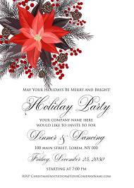Poinsettia fir winter Merry Christmas Party invitation card template 5x7 in wedding invitation maker