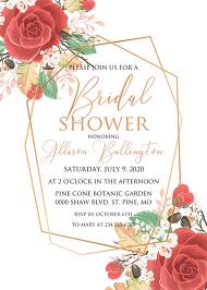 Red rose Bridal shower invitation spring pink flower greenery pdf custom 5x7 inches