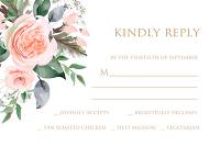 Response RSVP card peach rose watercolor greenery fern wedding invitation 5x3.5 in online editor