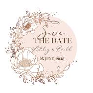 Rose gold pink white peony leaf greenery branches save the date wedding invitation set 5.25x5.25 in invitation maker