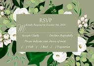 RSVP card greenery herbal grass white peony watercolor pdf custom online editor 5x3.5