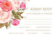 RSVP card wedding invitation set pink garden peony rose greenery 5x3.5 in personalized invitation