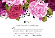 RSVP card wedding invitation set pink marsala red peony anemone 5x3.5 in invitation editor