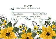 RSVP card wedding invitation set sunflower yellow flower 5x3.5 in personalized invitation