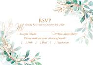 rsvp wedding invitation set gold leaf laurel watercolor eucalyptus greenery 5x3.5 in edit template