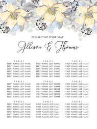 Seating chart wedding invitation set jasmine apple blossom watercolor FTP 18x24 in edit template