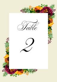 Table card sunflower peony marsala burgundy greenery hippophae wedding Invitation set 3.5x5 in customizable template