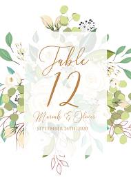 Table card wedding invitation set white rose peony herbal greenery 5x7 in online maker