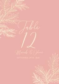 Table place wedding invitation cards embossing blush pink gold foil herbal greenery 3.5x5 in create online edit template