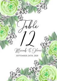 Table place wedding invitation set green rose ranunculus camomile eucalyptus 3.5x5 in edit online