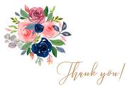 Thank you card watercolor navy blue rose marsala peony pink anemone greenery 5.6x4.25 in wedding invitation maker