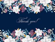 Thank you card white anemone navy blue background wedding invitation set 5x7 in edit online
