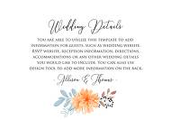 Wedding details card peach chrysanthemum sunflower floral printable card template 5x3.5 in online maker