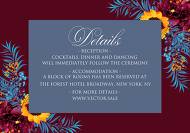 Wedding details card sunflower peony marsala burgundy blue greenery hippophae wedding Invitation set 5x3 in customize online