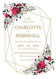 Wedding invitation set watercolor marsala red burgundy rose peony greenery 5x7 in