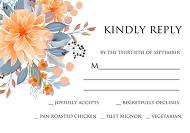Wedding rsvp card invitation peach chrysanthemum sunflower floral printable card template 5x3.5 in instant maker