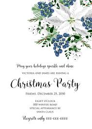 White poinsettia flower berry invitation Christmas party flyer 5x7 in create online
