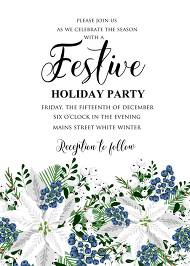 White poinsettia flower berry invitation Christmas party flyer 5x7 in invitation maker