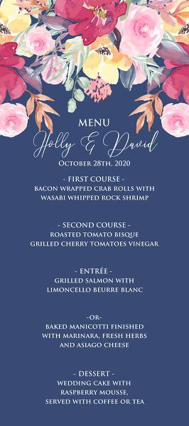 Wedding invitation set watercolor marsala peony pink rose yellow anemone eucalyptus greenery pdf on navy blue background online maker