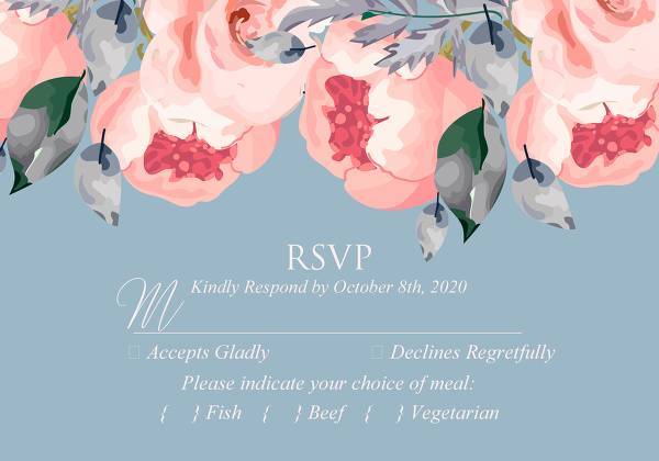 Blush Pink Peony wedding invitation floral watercolor card template online editor pdf 5x3.5 in