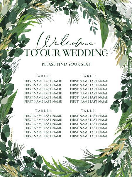 Personalized greenery wreath wedding invitations suite modern rustic style . Greens in the decor at a summer wedding trends 2020. Green garlands are another trend this spring. They curl along the arches for ceremonies, decorate tables and doorways. invitation editor