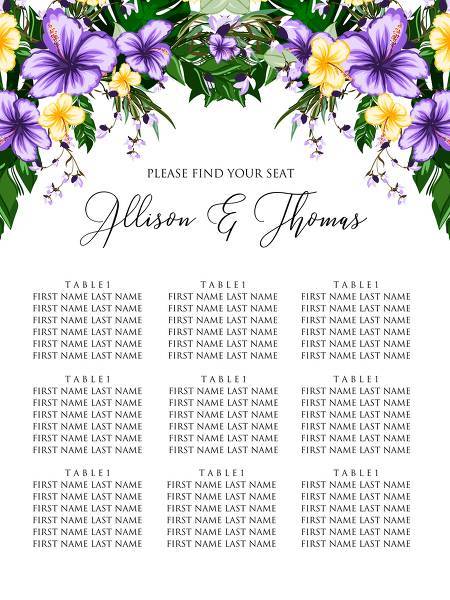 Wedding invitation set tropical hibiscus flower palm leaves Aloha Luau Hawaii card template Floral template background for any marriage invitation, bridal shower invitation, baby shower invitation anniversary, birthday invitation, christening, baptism, party menu,thank you card,rsvp,wedding details card, engagement party invitation, save the date card, printable online maker