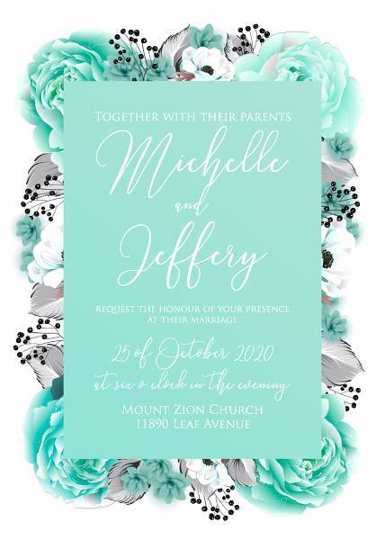 Wedding invitation set blue mint anemone rose peony printable card template, menu, program, rsvp, thank you card, bridal shower, table card, detail card party, seating chart,baby shower invitation, bridal shower invitation, engagement party invitation customizable template