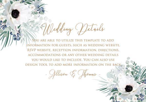 Wedding invitation set white anemone mint menthol greenery blackberry customize online