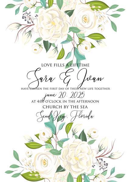Wedding invitation white rose flower card template wreath card template wedding invitation, floral invitation, baby shower invite, bridal shower invite, rsvp card details, thank you card, menu template, printable invitation, wedding details card, save the date, engagement party invitation, bachelorette invitation, birthday invitation, celebration, congratulation, anniversary edit template