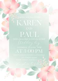 Anemone spring flower wedding invitation pink green 5x7 in personalized invitation