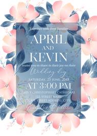 Anemone spring flower wedding invitation pink navy blue 5x7 in edit template