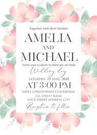 Anemone spring flower wedding invitation pink 5x7 in