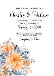 Autumn Halloween wedding invitation greeting card orange peach chrysanthemum sunflower floral dahlia create online