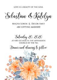 Autumn Halloween wedding invitation greeting card orange peach chrysanthemum sunflower floral dahlia customize online